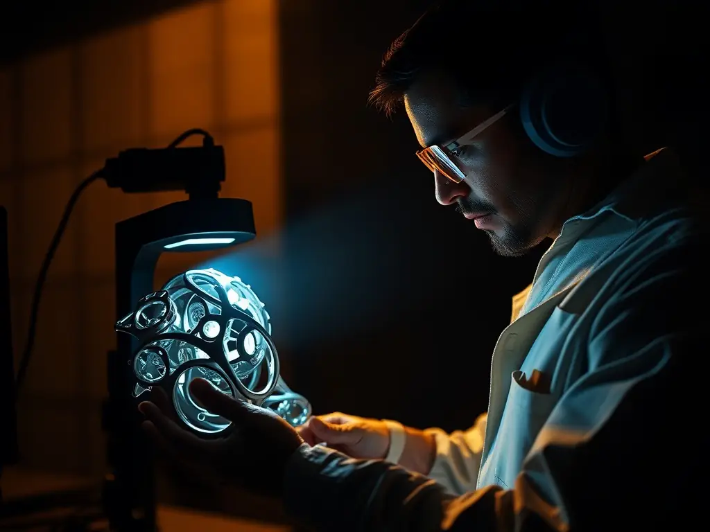 A high-resolution image showcasing a technician using a handheld 3D scanner to capture the intricate details of a classic car, emphasizing the precision and versatility of Xmind Design Co., Ltd.'s 3D scanning services.
