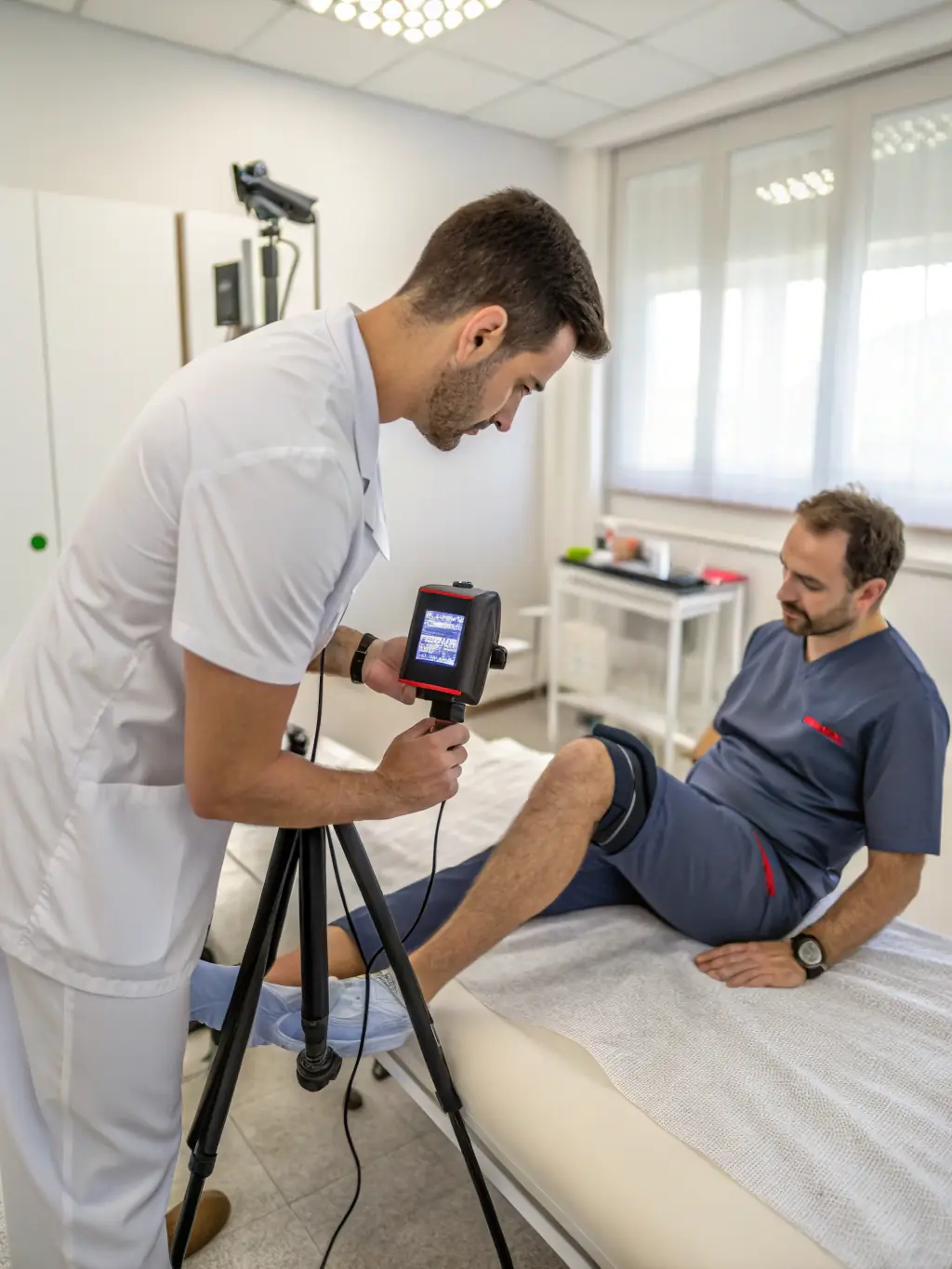 A medical professional using a 3D scanner to create a custom prosthetic, showcasing the use of 3D scanning in healthcare.